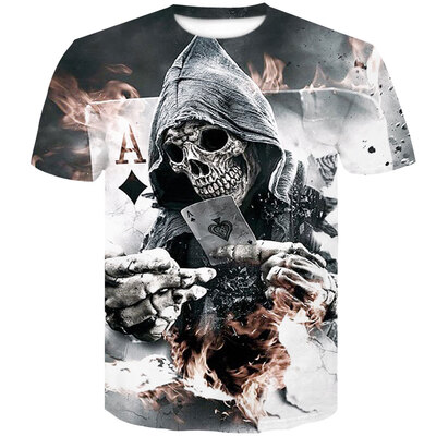 

Men\s Short Sleeve Printed 3D Poker Shirt