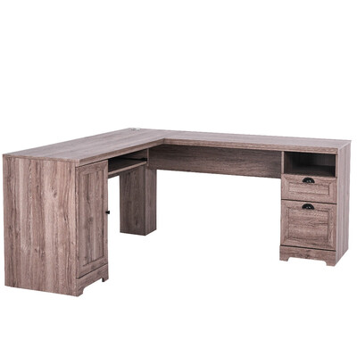 

Shaped Writing Study Workstation Computer Desk-Gray