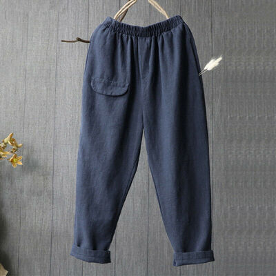 

Mens Cotton Loose Pants Beach Drawstring Yoga Elasticated Linen Style Trousers