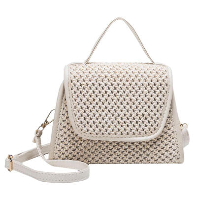 

Retro Hit Color Shoulder Messenger Handbags Women Flap Woven Crossbody Bags