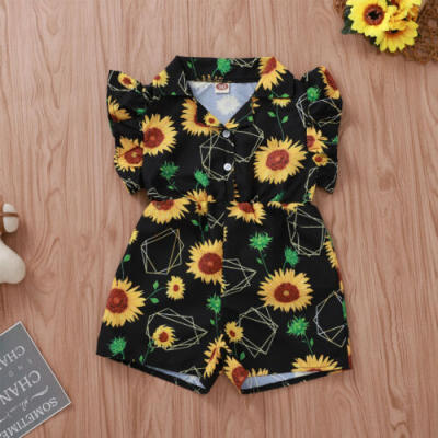 

Kids Baby Girls Sunflower Romper Bodysuit Jumpsuit Shorts Pants Outfits Clothes