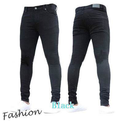 

Fashion Mens Biker Ripped Skinny Jeans Casual Trousers Slim Fit Denim Pants