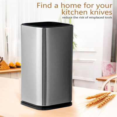 

XYj Stainless Steel Kitchen Knife Stand Tool Holder Multifunctional Tool Holder 8" Knife Block Sooktops Tube Shelf Chromophous