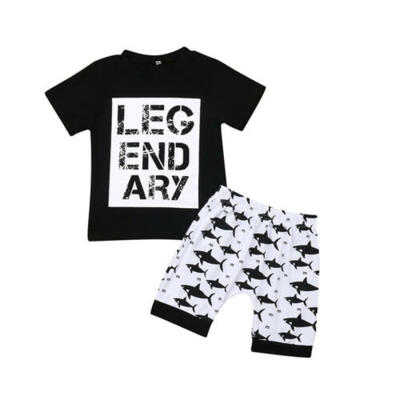 

UK Toddler Kids Baby Boys Tops T-shirt Shark Pants Shorts Outfit Clothes Summer