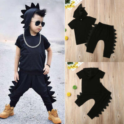 

2pcs Newborn Kid Baby Boy Dinosaur Clothes Hooded T-shirtLong Pants Outfits Set