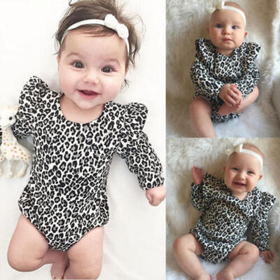 

UK STOCK Baby Romper Leopard Print Cotton Bodysuit Newborn Toddler Baby Girls