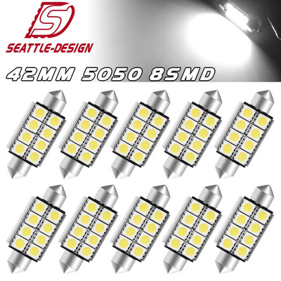 

10X Canbus Error Free 42MM Festoon 5050 Led White Dome Map Interior Light Bulbs