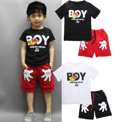 

New Baby Boy Kids Short Sleeve Top T-shirtShorts Pants 2pcs Outfits