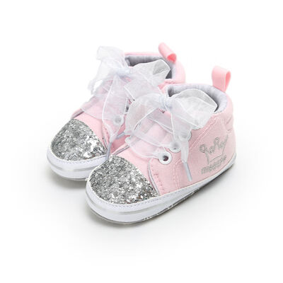 

WEIXINBUY Baby First Walkers Cotton Laced Cute Embroidered Flower Soft Toddler Shoes