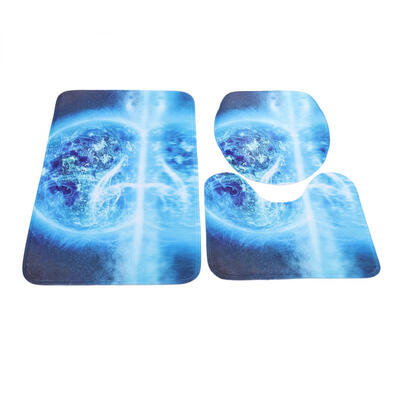

Greensen 3Pcs Starry Sky Printed Non-Slip Shower Bathroom Mat Pedestal Rug Toilet Lid Cover Set
