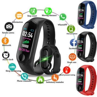 

Smart Band Watch Bracelet Wristband Fitness Tracker Blood Pressure HeartRate M3