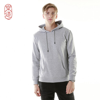 

JZAO mens sweater 2018 autumn&winter new hooded sets of basic sweaters light gray