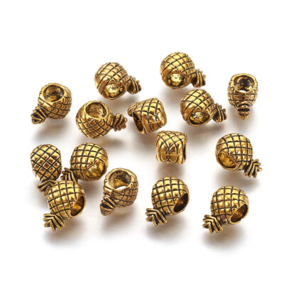 

Tibetan Style Alloy European Beads Large Hole Beads Lead Free & Cadmium Free Pineapple Antique Golden 12x7x6mm Hole 5mm