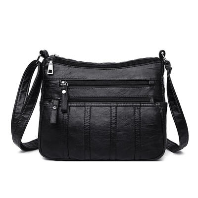 

Solid Color Shoulder Handbags Women PU Leather Small Zipper Crossbody Bags
