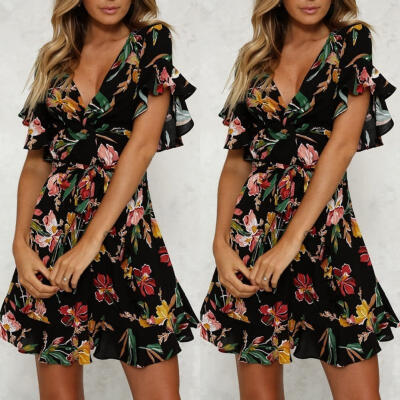 

Fashion Summer Womens&39 Vintage Boho Long Maxi Evening Party Beach Floral Dress