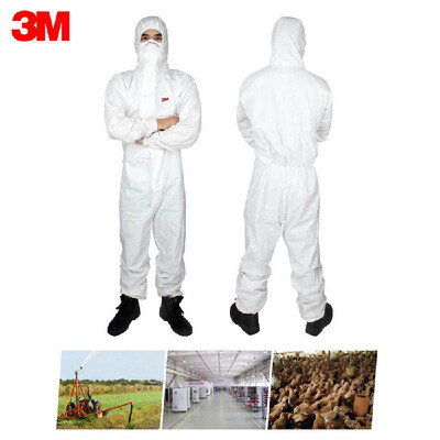 

3M 4545 Protective Coveralls with Fit Hood & Elastic Cuff for Industry Lab Use White Dust-proof Non-woven Fabric
