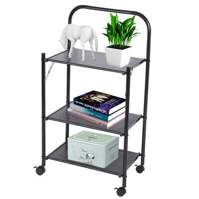

Greensen Folding Black Metal Shelf Tier Storage Organizer Solid Shelves RackFolding Metal Shelf