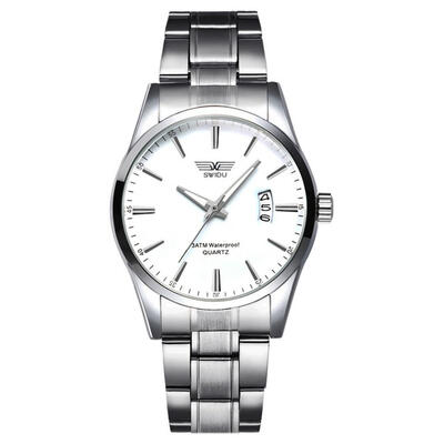 

Top Fashion Luxury Steel Alloy Calendar Clock Quartz Watch Business Watch