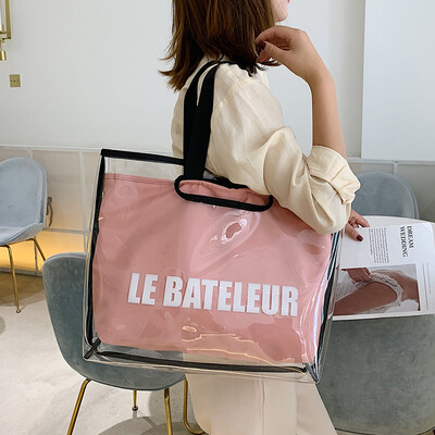 

Female bag 2019 new fashion big bag summer shoulder bag large capacity French small ocean transparent package