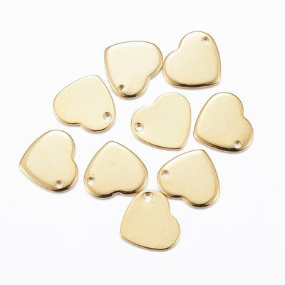 

304 Stainless Steel Charms Heart Golden 10x11x08mm Hole 1mm
