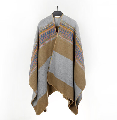 

Cross-border for autumn&winter ladies fluorescent color wave pattern large size long retro European&American fashion imitation cashmere shawl