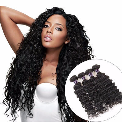 

4 Bundles Raw Indian Deep Wave Human Hair Bundles Deal 100 Non Remy Human Hair Extension 8-28 Inch Natural Color