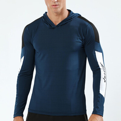 

Toponeto Men Fitness Print Long Sleeve Hooded Bodybuilding Tight-drying Tops Blouses