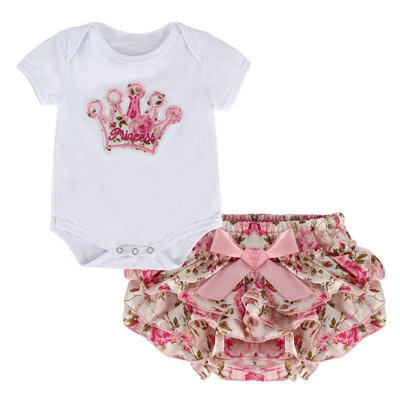 

Infant Newborn Toddler Baby Girls Cute Outfit Printed Short Sleeve Tops Romper Jumpsuit BodysuitPants Set