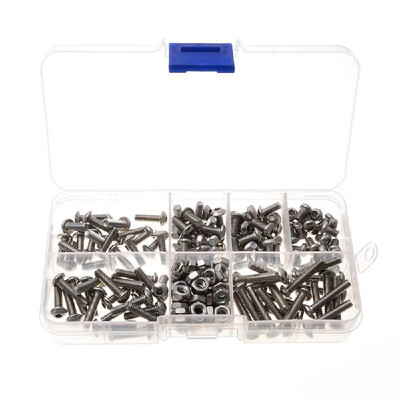 

180PCS Stainless Steel Screws & Nuts Set Round-head Inner Hexagonal Screws Bolts Assortment Kit with Storage Box