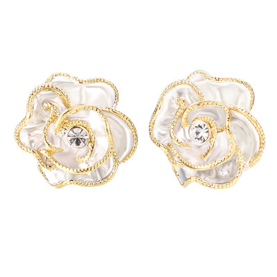 

Yoursfs clip earrings for women black rose flower gold plated earring enamel