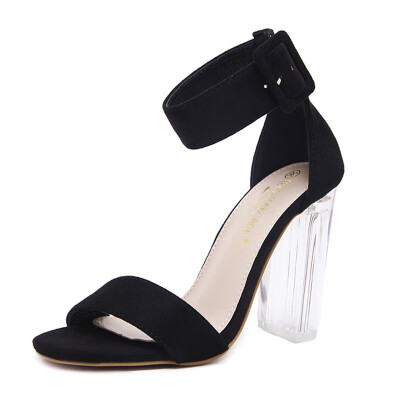 

Women\s Square Heel Sandals Japanese High Heels Black