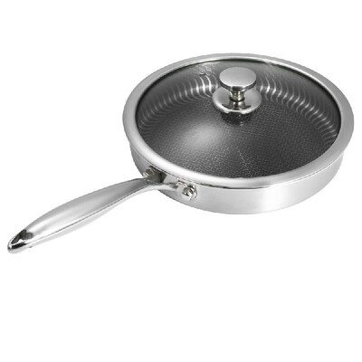 

Nonstick Pan with Lid Stainless Steel Fry Pan Non-stick Pan Saucepan Stockpot Fast Heat-up Food Cooker