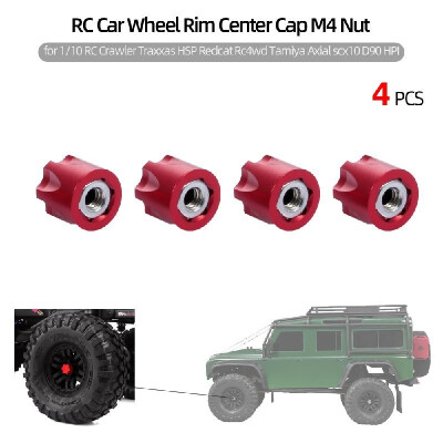 

4pcs RC Car Wheel Rim Center Cap M4 Nut Metal for 110 RC Crawler Traxxas HSP Redcat Rc4wd Tamiya Axial scx10 D90 HPI