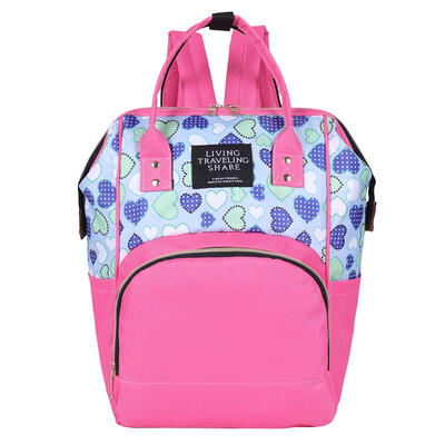 

Hit Color Heart Print Mommy Travel Backpacks Maternity Nappy Top-handle Bag