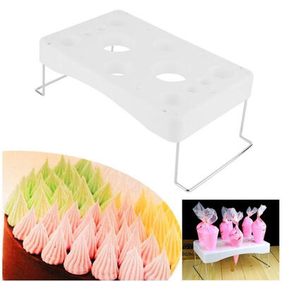 

Greensen White Cream Piping Bag Holder Stand Shelf Display Rack Cake Baking Tool Accessory