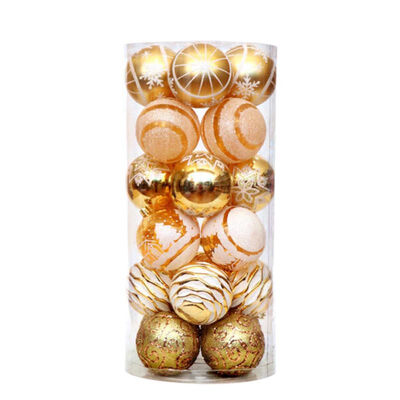 

24 Pcs Christmas Ball Shine Ball Painted Ball Package Christmas Ornament Christmas Tree Decoration Balls