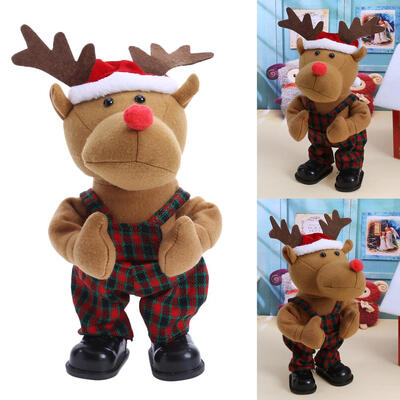 

The new Christmas electric toy battery packs Christmas deer cloth dolls