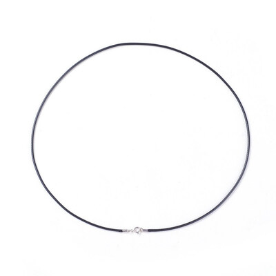 

Waxed Polyester Cord Necklace Making with 925 Sterling Silver Clasps PrussianBlue 1811"46cm 15mm