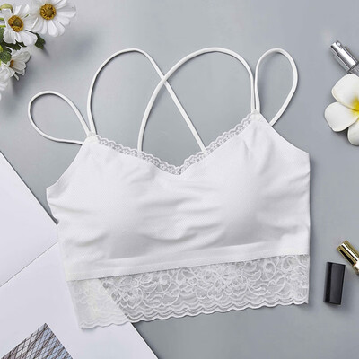 

Sexy Crop Tank Top Breathable Padded Bra Women Seamless Lace Beautiful Back Vest Bra