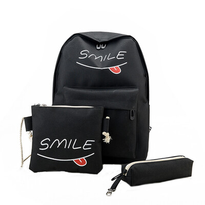

3pcs Girls Canvas Casual Backpack School Bag Shoulder Crossbody Bag Pen Bag