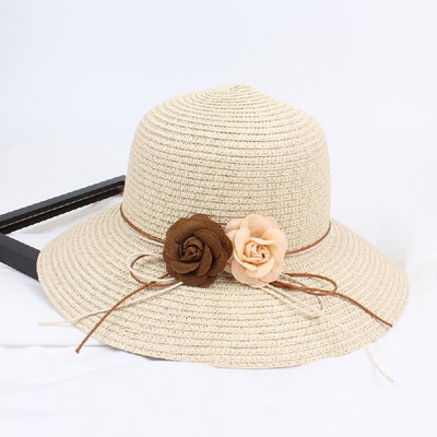 

Women Straw Hat Contrast Flower Color Block Foldable Sweet Sun Summer Outdoor Beach Cap