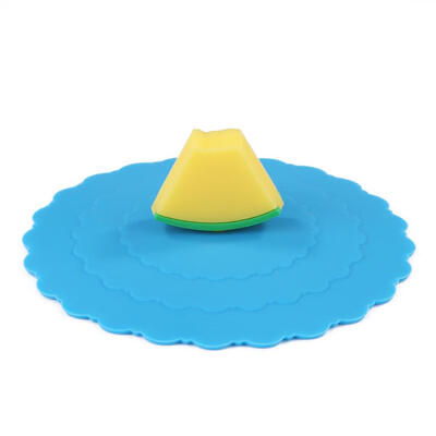 

Heat Resistant Blue Silicone Cup Cap Creative Cartoon Sealed Leakproof Lid