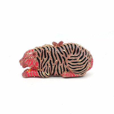 

Fashion design clutch women evening party bag crystal tiger shape crystal purses bridal wedding party diamonds clutches