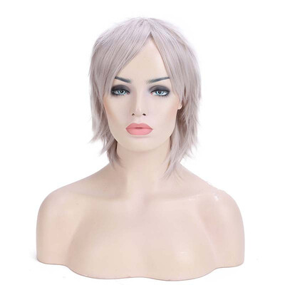 

Halloween Unisex Anime Fashion Short Wig Cosplay Party Straight Hair Cosplay Full Wigs silvery gray