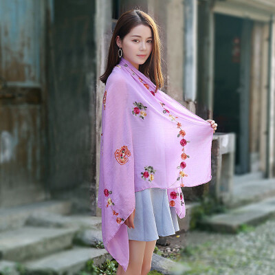 

Summer new national wind cashew flower cotton&linen scarf sunscreen shawl retro embroidered silk scarf female shawl wholesale