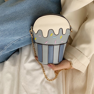 

Qiao Bani 2019 new South Korea ulzzang fashion stitching ice cream small square bag shoulder diagonal tide handbag