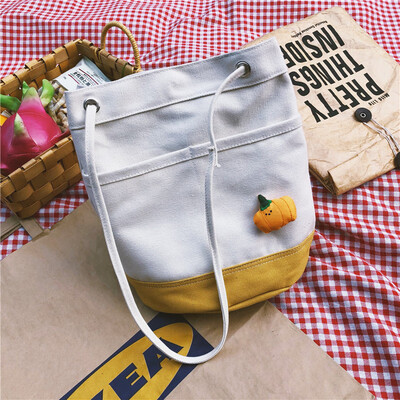 

Summer color large-capacity canvas bag female 2019 new wave Korean version of the wild single shoulder slung fashion bucket bag
