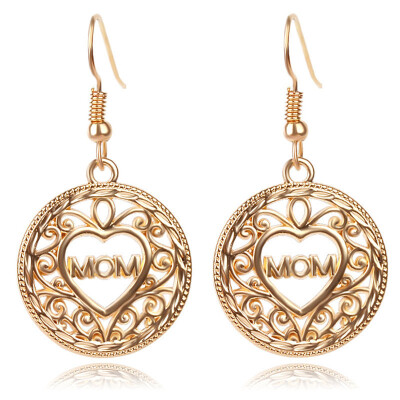 

Baitao Temperament Women\s Letter Mom Hollow Earrings