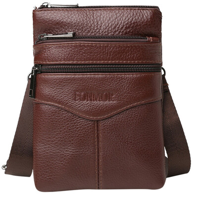

Tailored Men First Layer Leather Pockets Shoulder Bag Messenger Bag Mobile Phone Bag