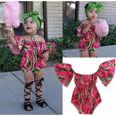 

Floral Newborn Infant Baby Girls Ruffle Romper Off Shoulder Jumpsuit Outfits Set